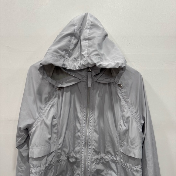 Athleta Rain Drop Jacket Silver Light Gray Lightweight Longline Large - Picture 4 of 14